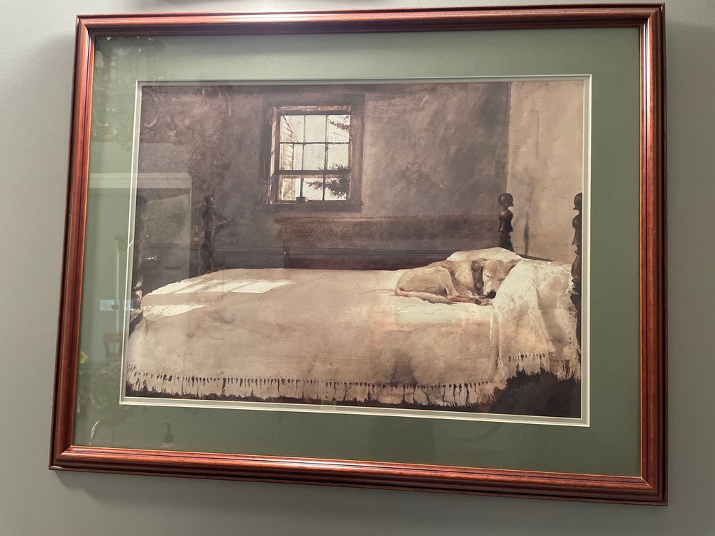 Framed Colored Print of Bedroom by Andrew Wyeth