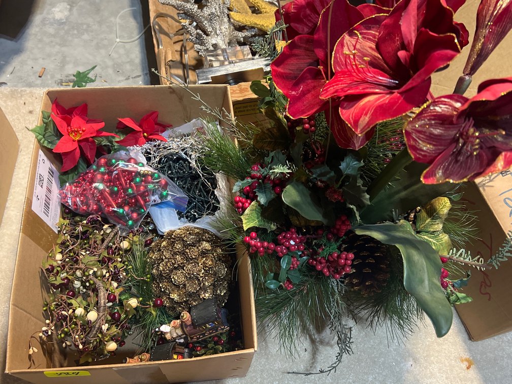 Christmas Artificial Florals, Candle Rings, Picks, Beaded Garland, Lights, More