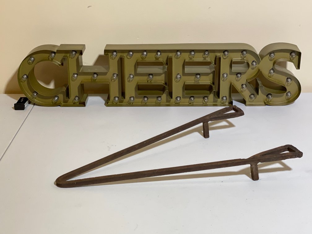 CHEERS Light-Up Sign, Metal Stand