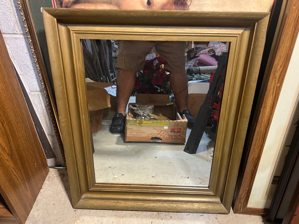 Wall Mirror in Wide Gold Tone Frame