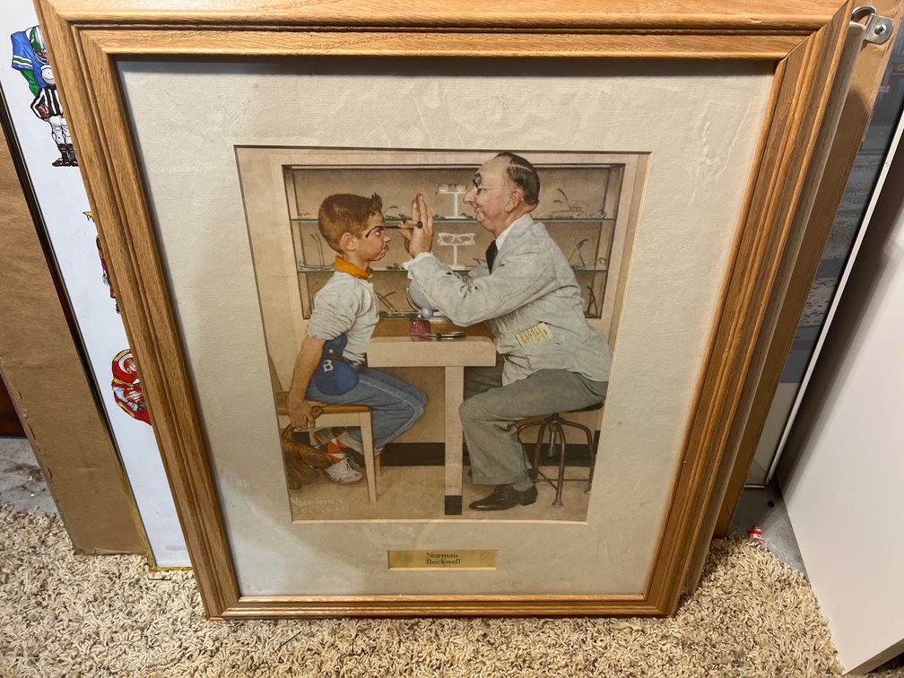 Framed Norman Rockwell Print- Boy at Optician