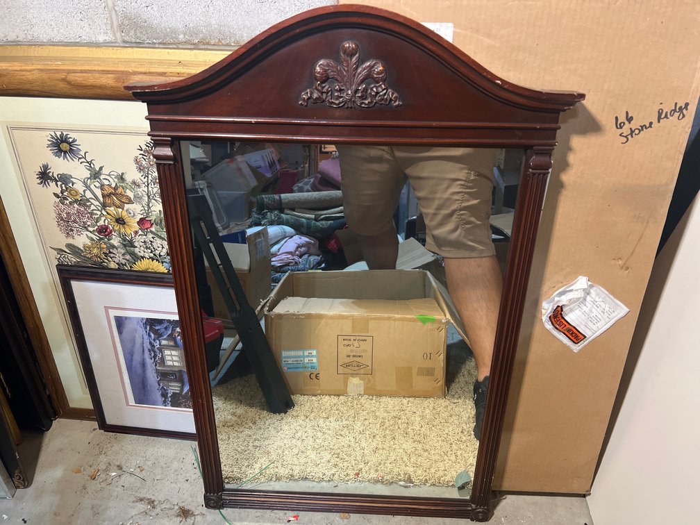 Mahogany Framed Wall Mirror with Arched Top