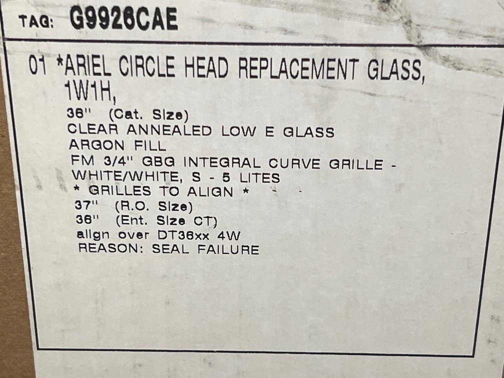 Ariel Circle Head Replacement Glass, New in Box