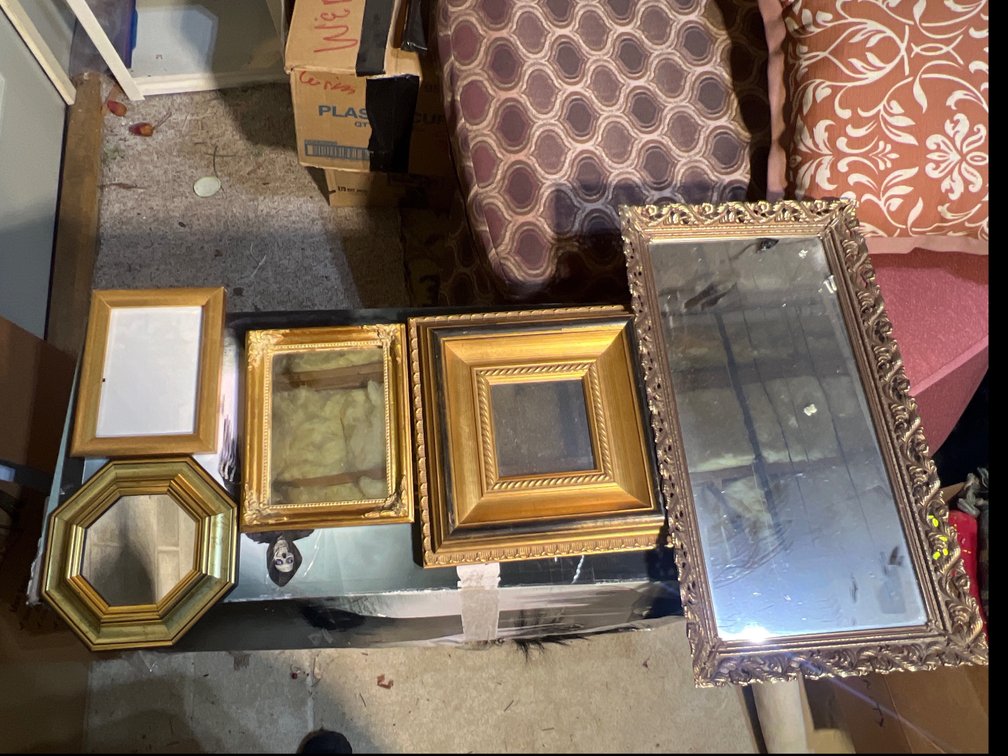 Grouping of Gold Framed Picture Frame, Mirrors