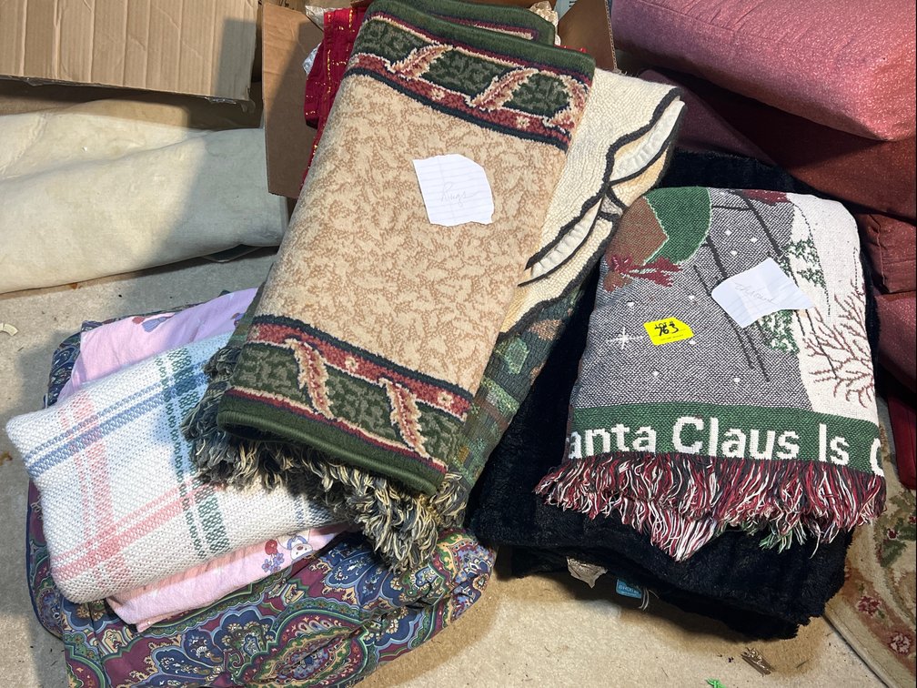 Assorted Linens- Blankets, Throws, Comforter, Rugs, More