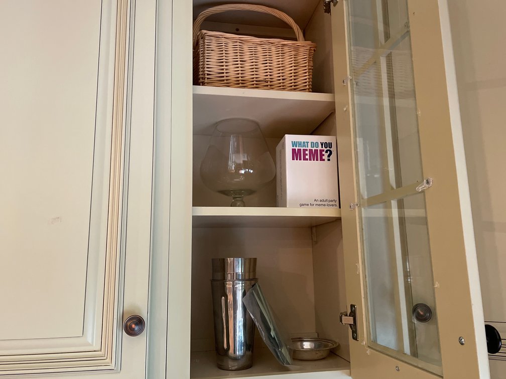 Wicker Basket, Brandy Snifter, Game "What Do You Meme?", Cocktail Shaker