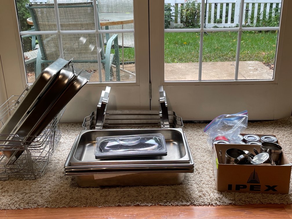 Banquet Items- Stands, Pans/Lids, Sterno/Holders, Wire Racks