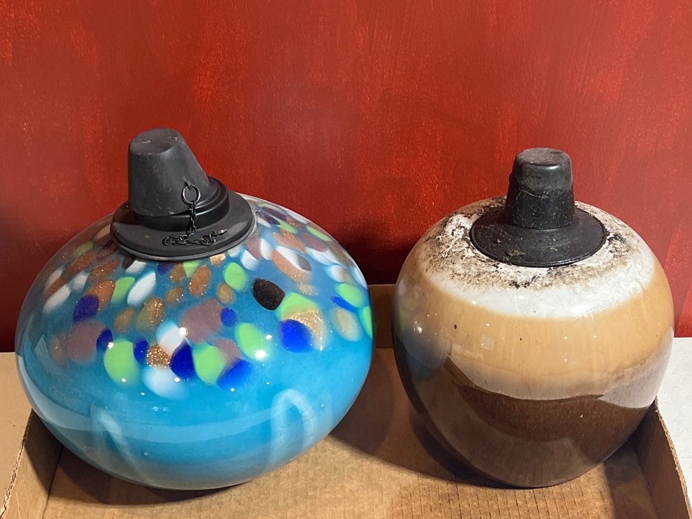 Art Glass Table Top Tiki Oil Lamps