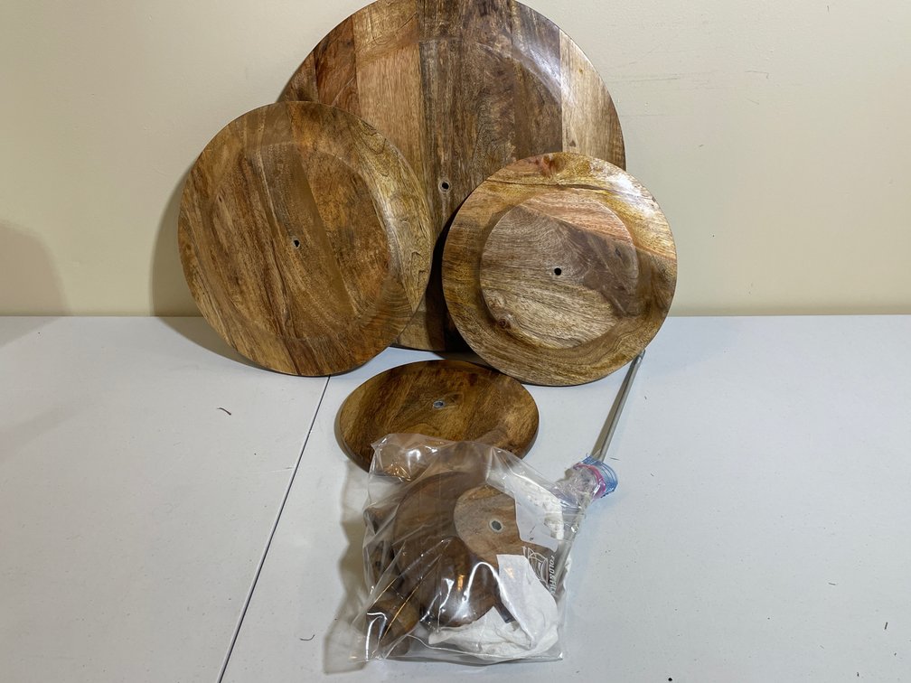 3-Tiered Wood Serving Tray Stand with Assembly Hardware
