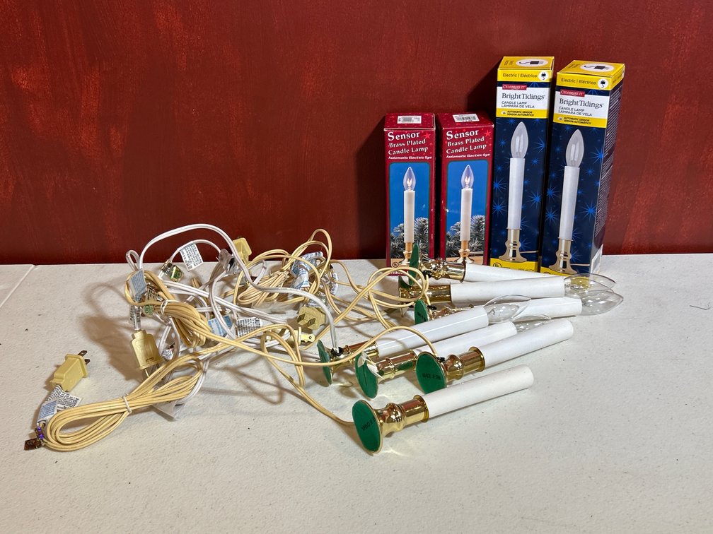 Grouping of Electric Candles, Christmas Decorations