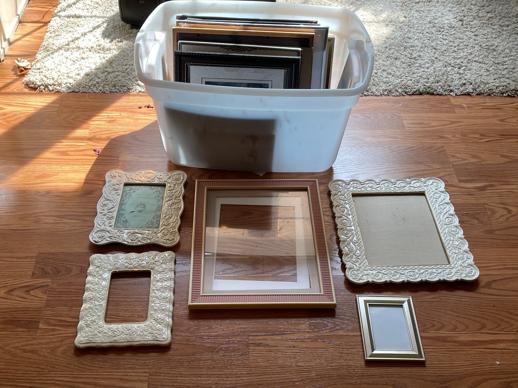 Picture Frames, Framed Prints, Silhouette Artwork, and Clear Storage Tote