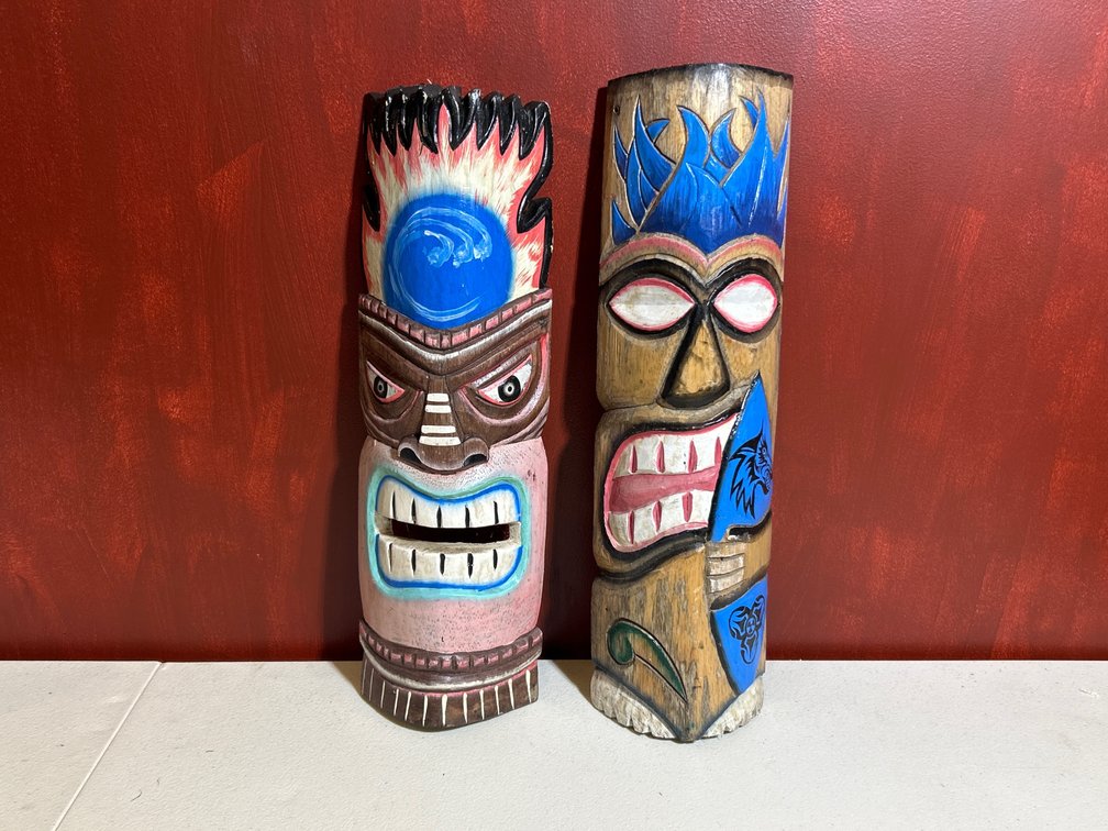 Wooden Totem Style Tiki Figures