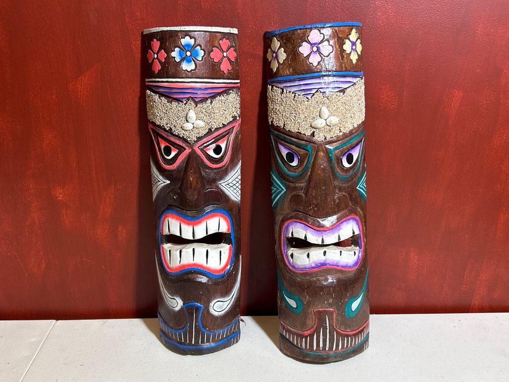Wooden Totem Style Tiki Figures