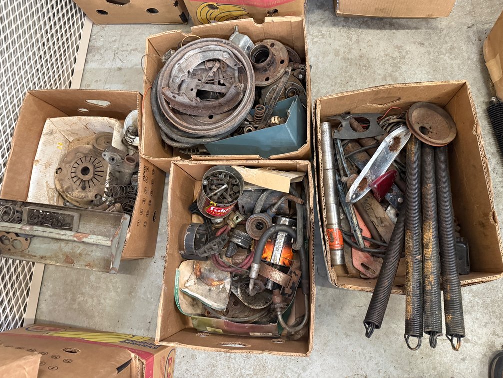 Multi-Box Lot of Vintage Automotive Engine, Steering, and Mechanical Parts