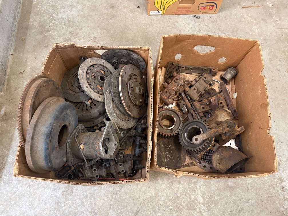 2 Box Lots of Vintage Automotive Clutch, Transmission, and Drive Components