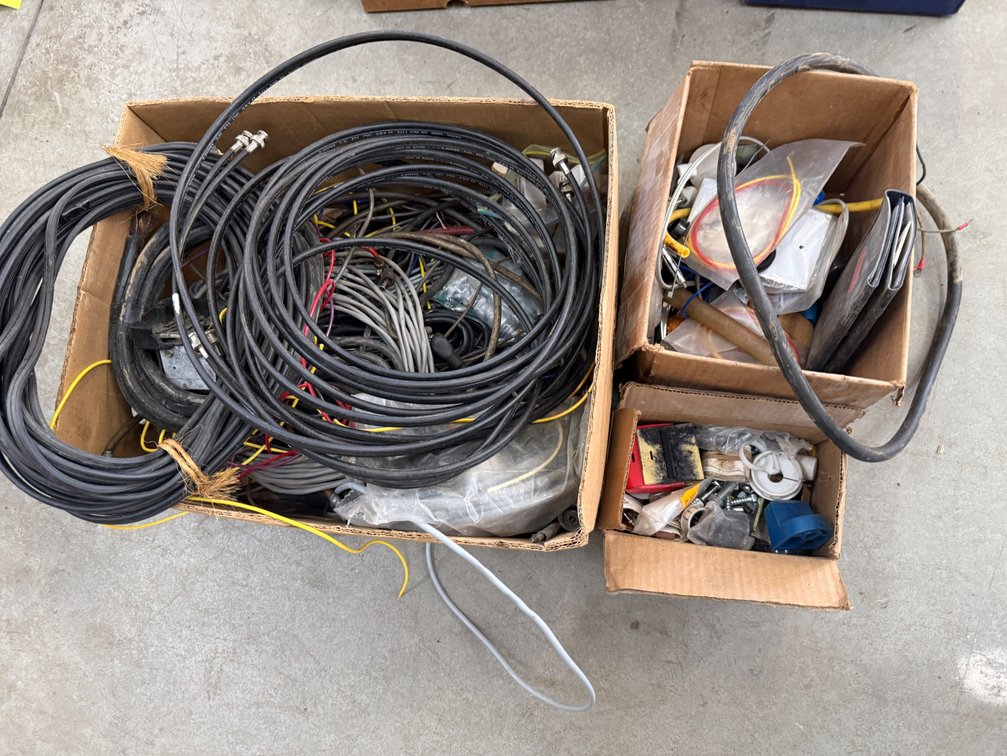 Multi-Box Lot of Automotive Wiring Harnesses, Cables, and Tail Light Lenses