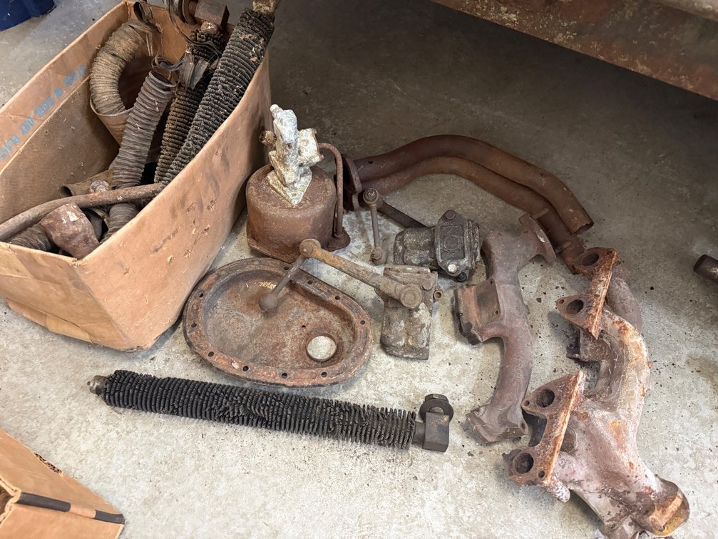 Vintage Engine Exhaust Manifolds, Oil Cooler Unit, Shock Assemblies, and Flexible Hoses