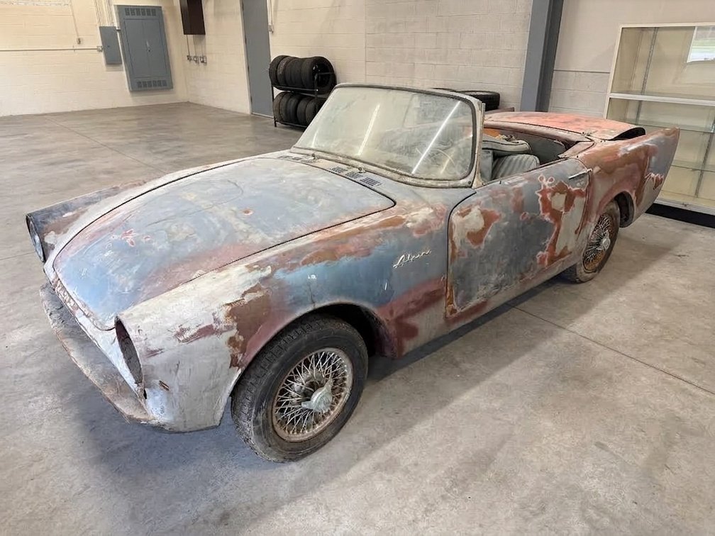 1963 Sunbeam Alpine Series I Convertible Restoration Project with Engine, Wire Wheels, Dashboard, and Spare Parts Lot