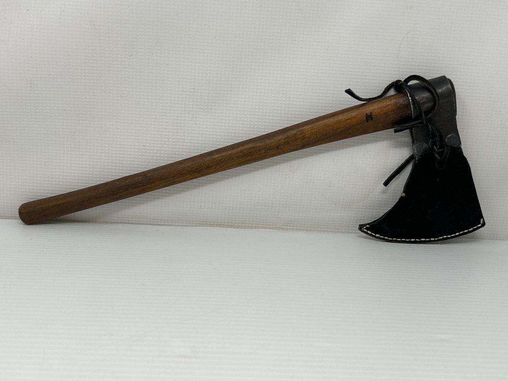 Throwing & Camp Style Tomahawk, Incised "M" and "H", with Blade Cover