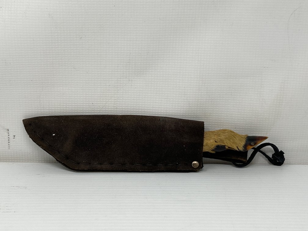 Deer Hoof Handled Fixed-Blade Knife with Sheath, European Style