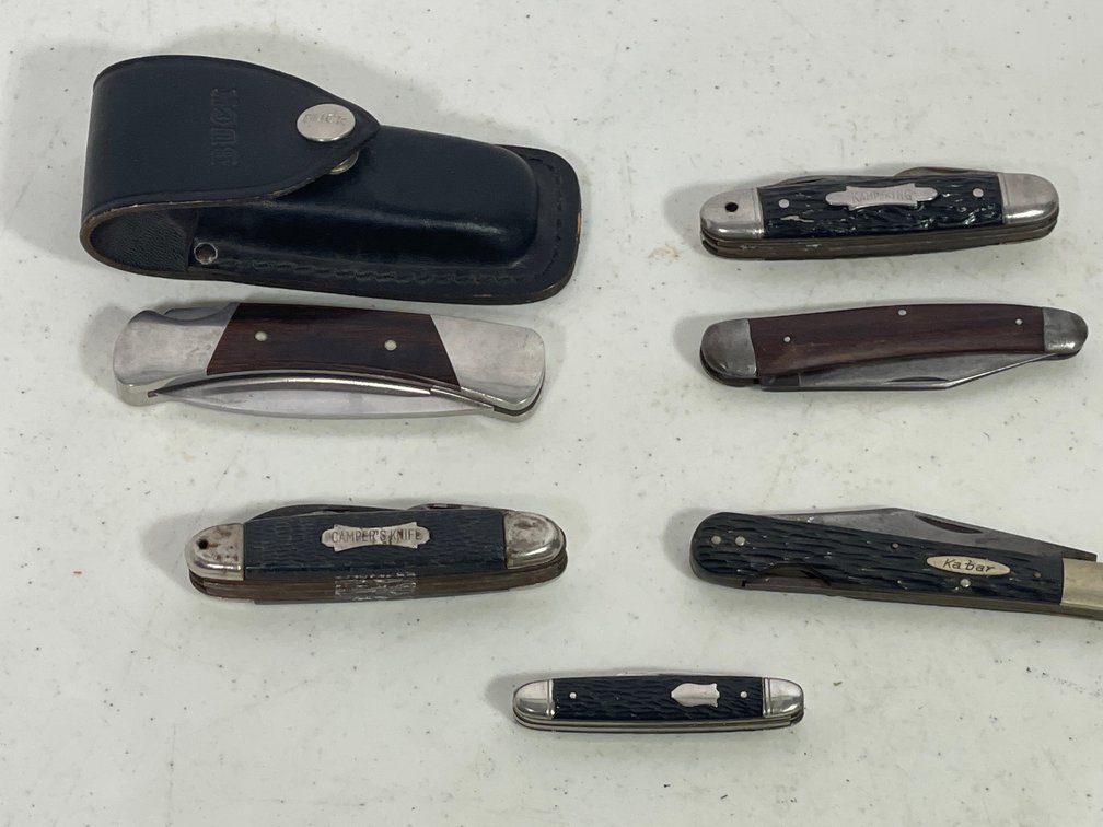 7 Pocket Knives- One with Leather Case