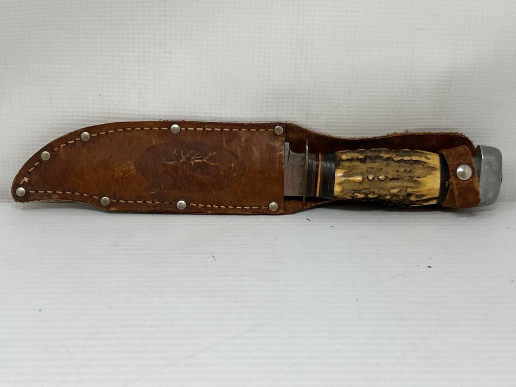 Kieniel & Piel Solingen Germany Knife with German Leather Sheath with Stag