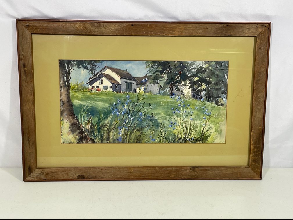 Framed Watercolor Painting "Blue Chicory" by Harriet Ermentrout