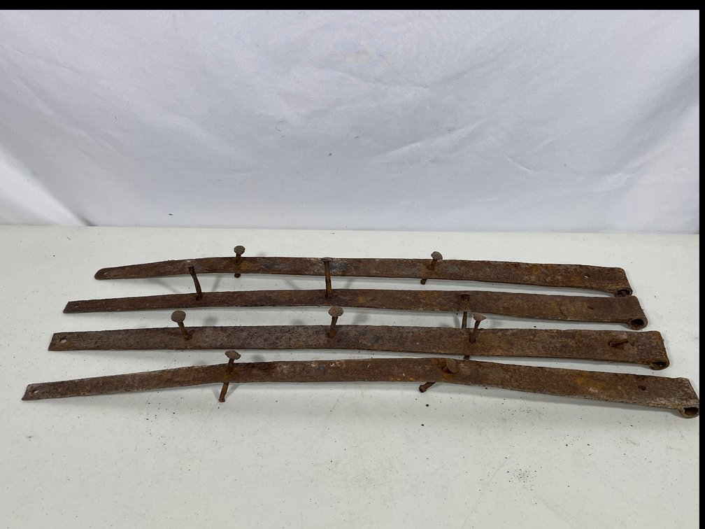 4 Antique Metal Strap Hinges with Hardware