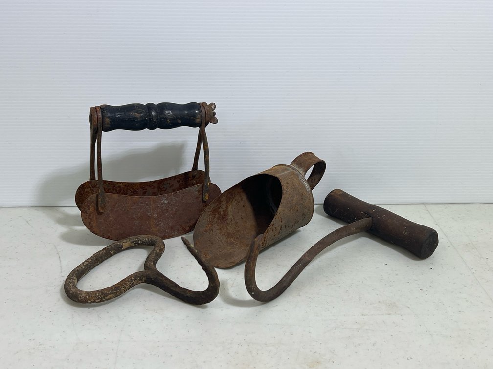 Vintage Kitchen Tools- Pastry Blender, Meat Hook, Other Hook, Scoop