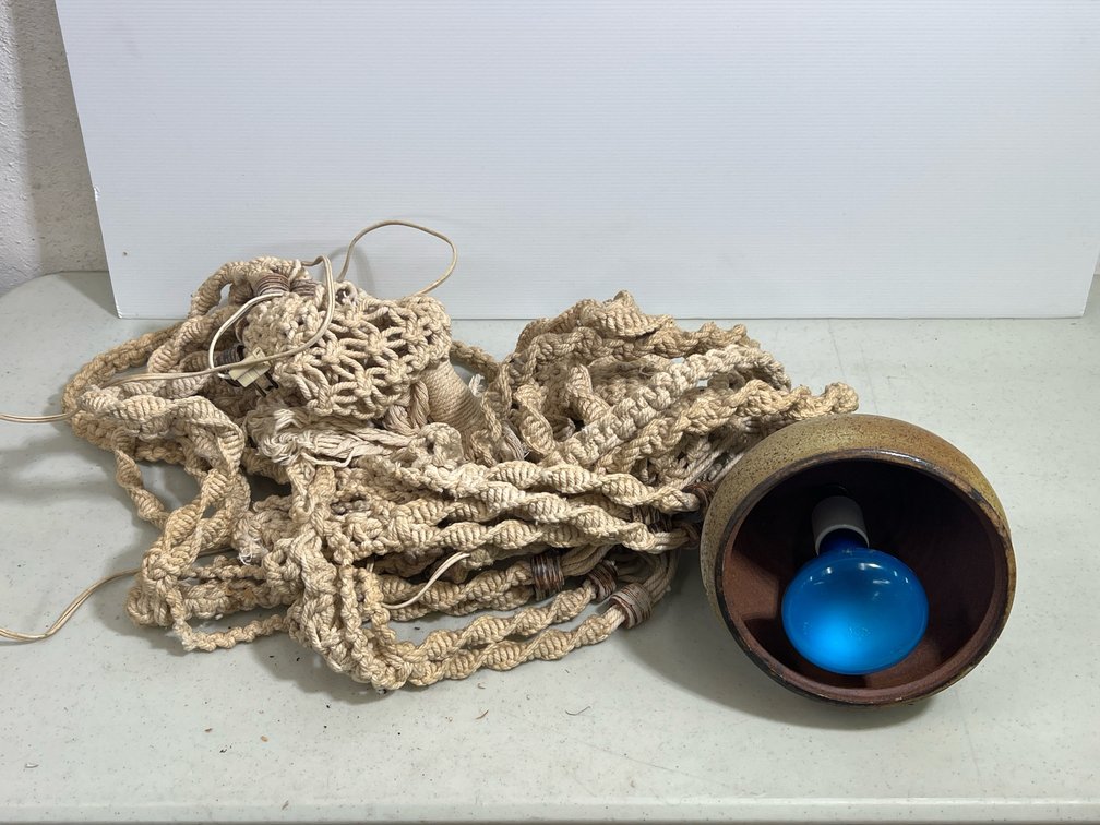 Pottery Light Shade with Macrame Hanger