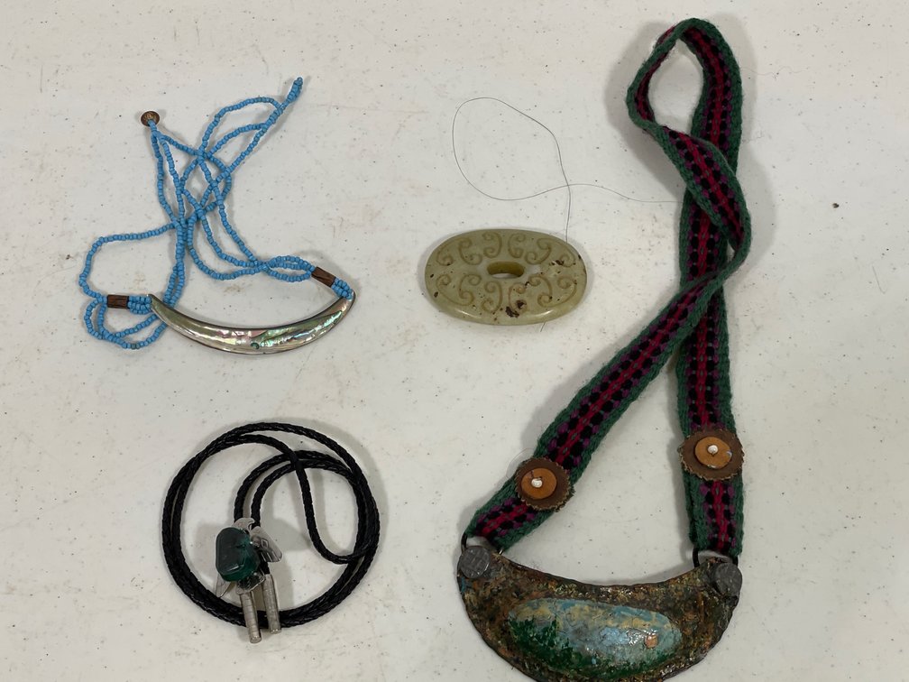 Bolo Tie with Turtle Slide, Beaded Necklace with Mother of Pearl Pendants, Other Necklace