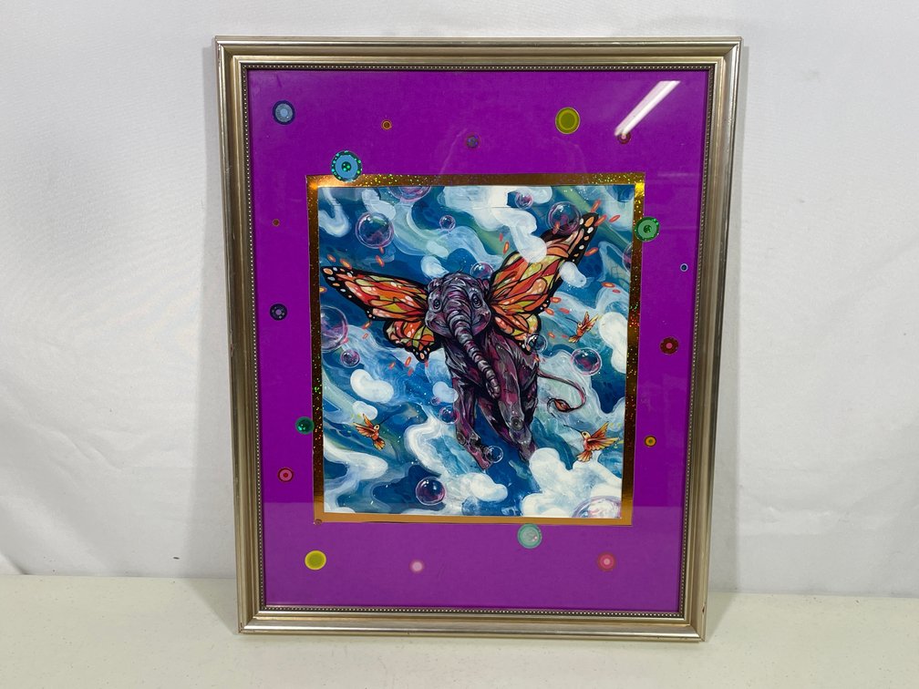 Framed Poster of Fantasy Flying Elephant