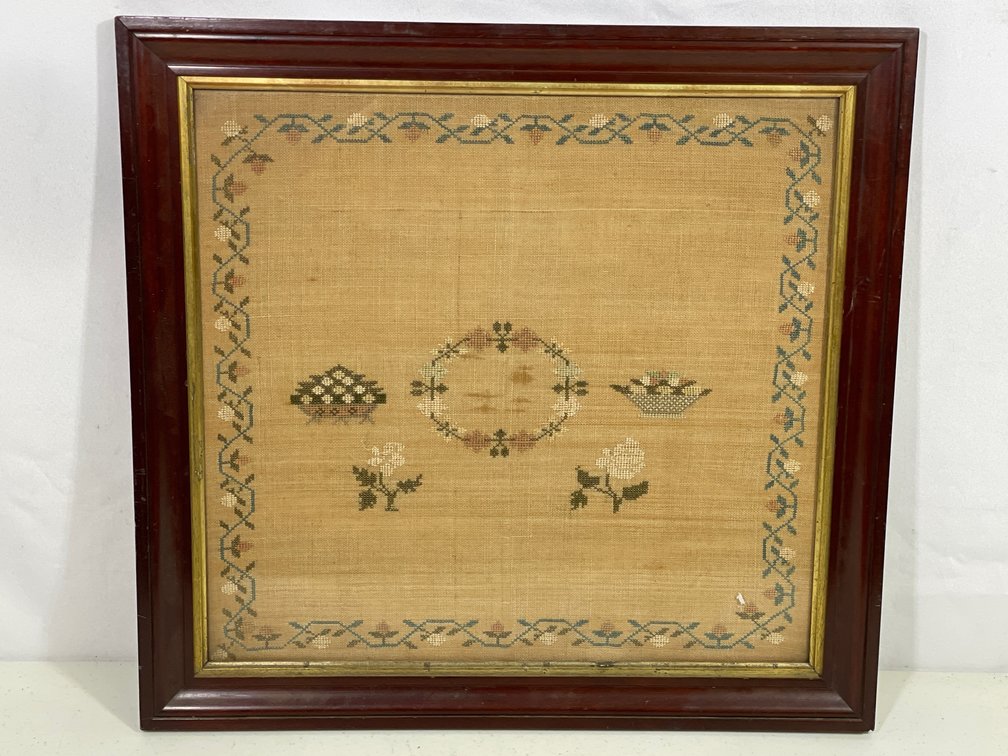 Framed Cross-Stitch Flowers/Border