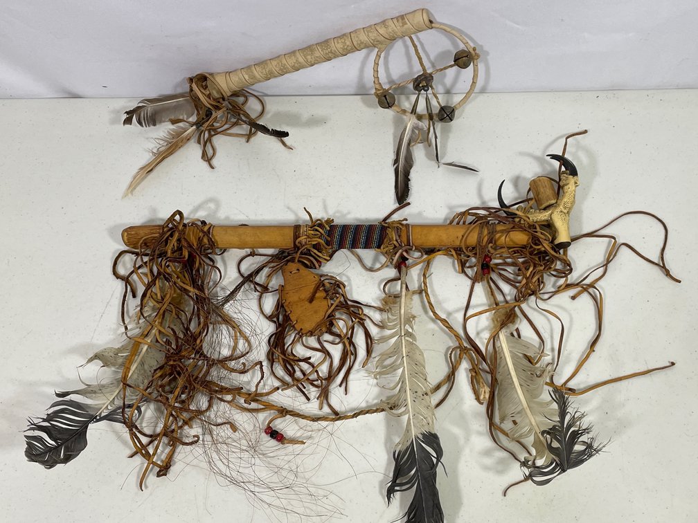 Native American Medicine/Spirit Stick & Peace Pipe/Talking Stick