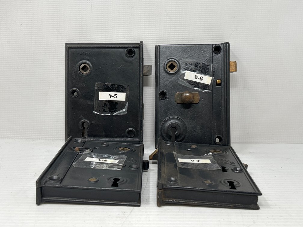 Antique Cast Iron Door Hardware- 4 Rim Locks