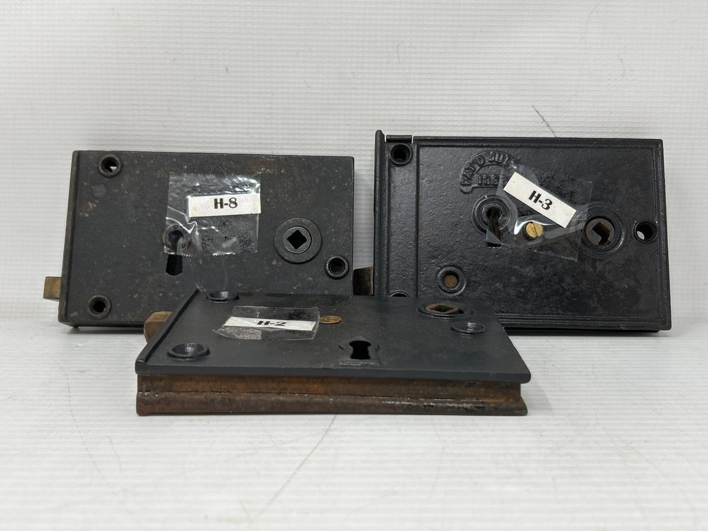 Antique Cast Iron Door Hardware- 3 Rim Locks