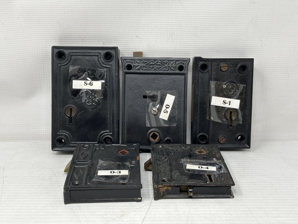 Antique Cast Iron Door Hardware- 5 Rim Locks