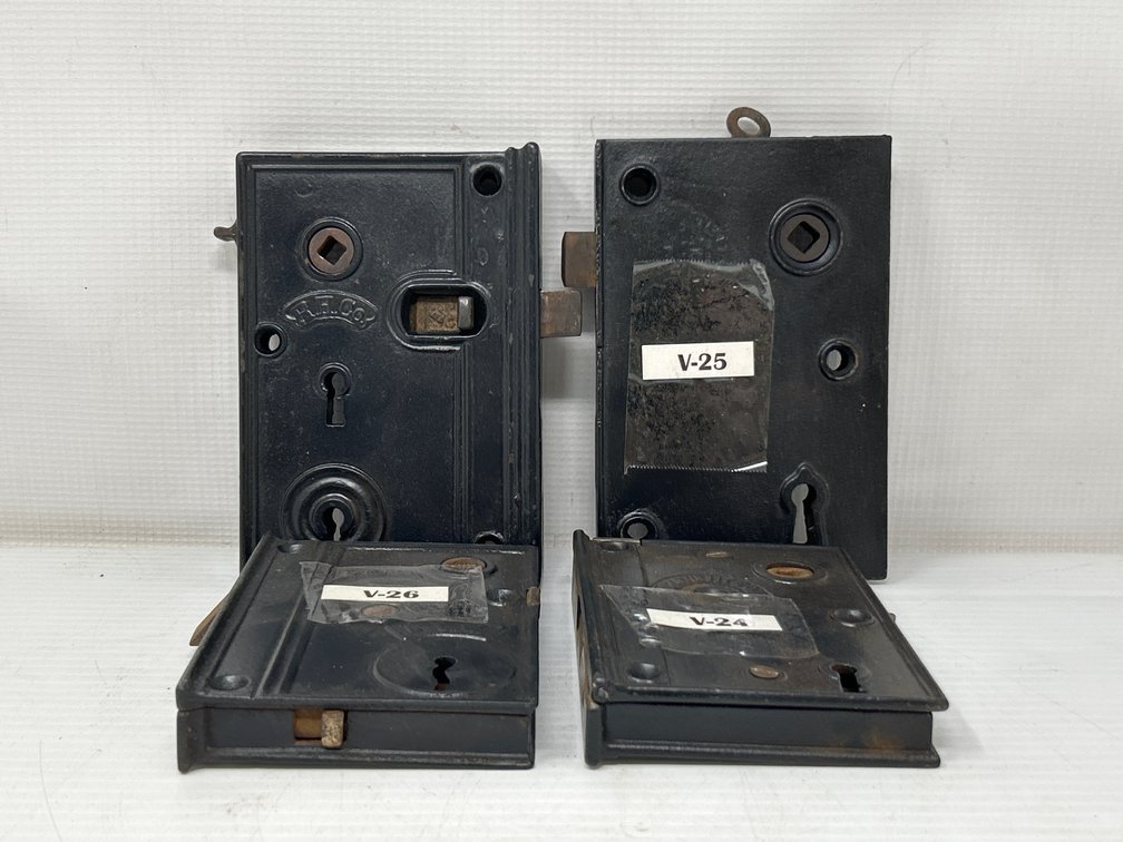 Antique Cast Iron Door Hardware- 4 Rim Locks