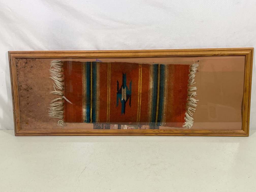 Frame with Native American Weaving- Orange, Cream, Yellow Black, Teal