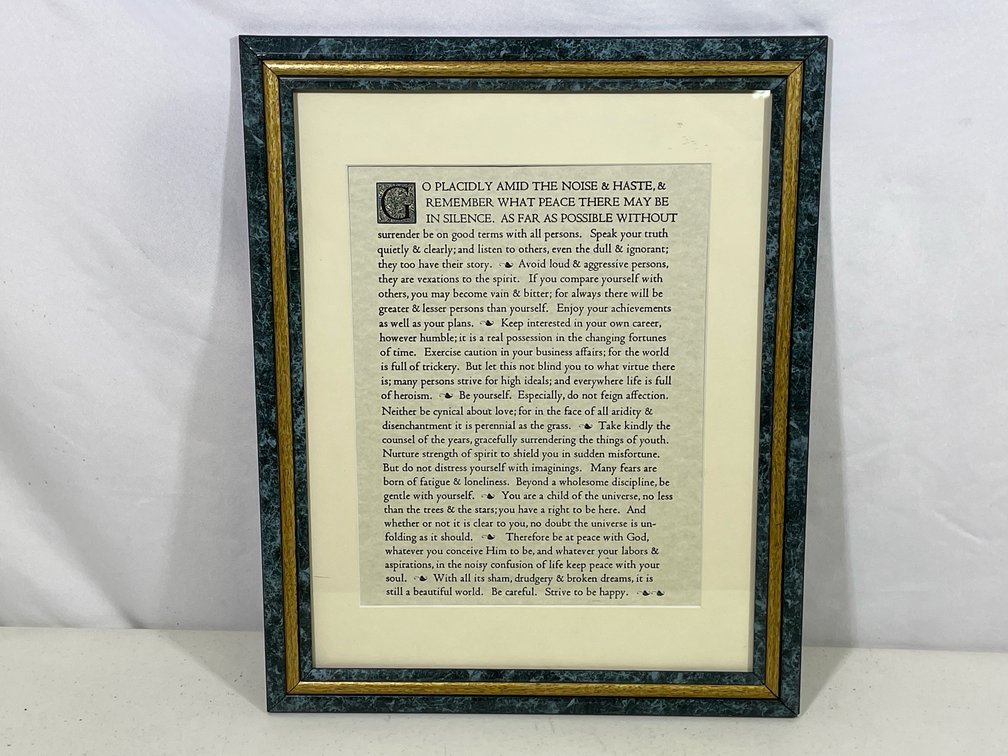 Framed "Desiderata" Poem