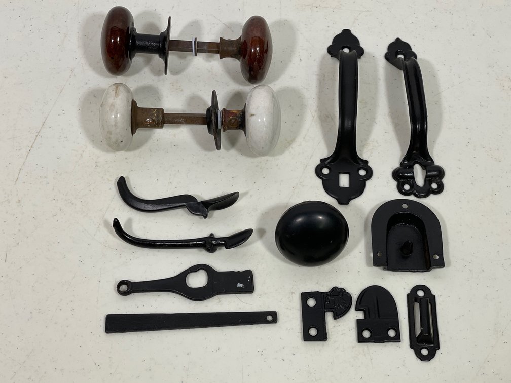 Antique Cast Iron Door Hardware- Door Knobs, Handles, Latches, Plates