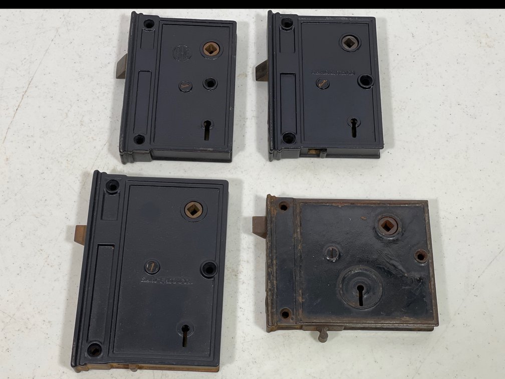 Antique Cast Iron Door Hardware- 4 Rim Locks