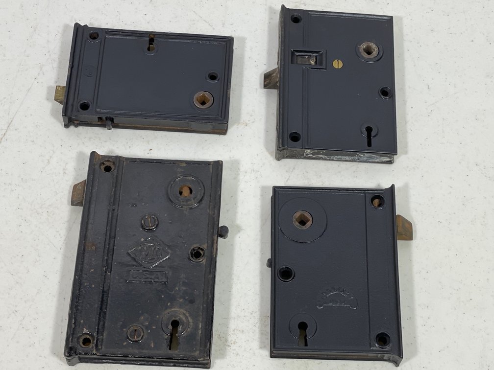Antique Cast Iron Door Hardware- 4 Rim Locks