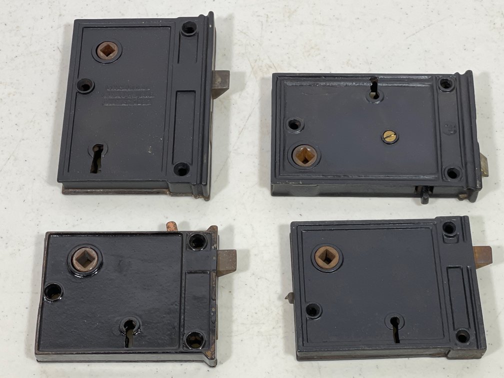 Antique Cast Iron Door Hardware- 4 Rim Locks