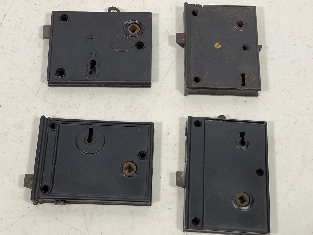 Antique Cast Iron Door Hardware- 4 Rim Locks