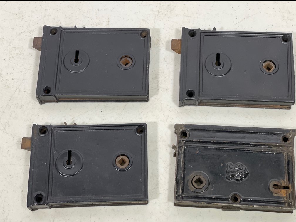 Antique Cast Iron Door Hardware- 4 Rim Locks