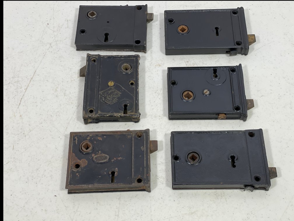 Antique Cast Iron Door Hardware- 6 Rim Locks