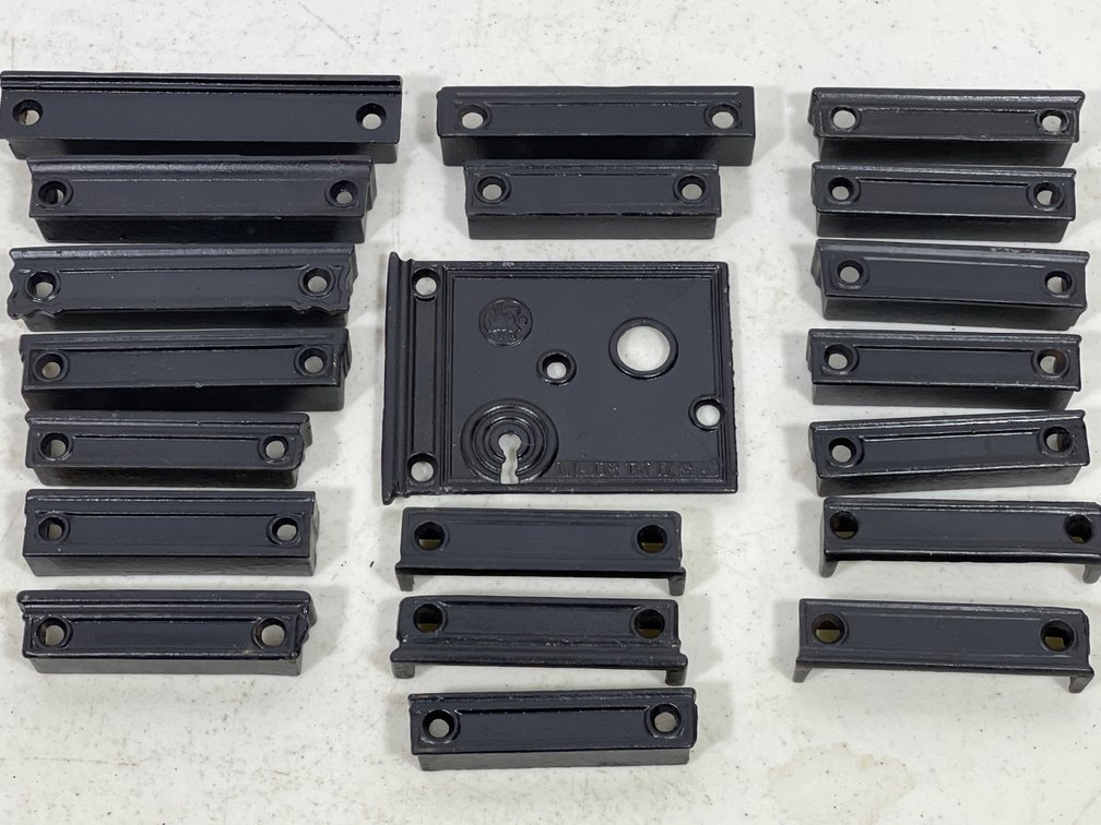 Antique Cast Iron Door Hardware- 19 Surface Mount Lock Catches & Rim Lock Frame