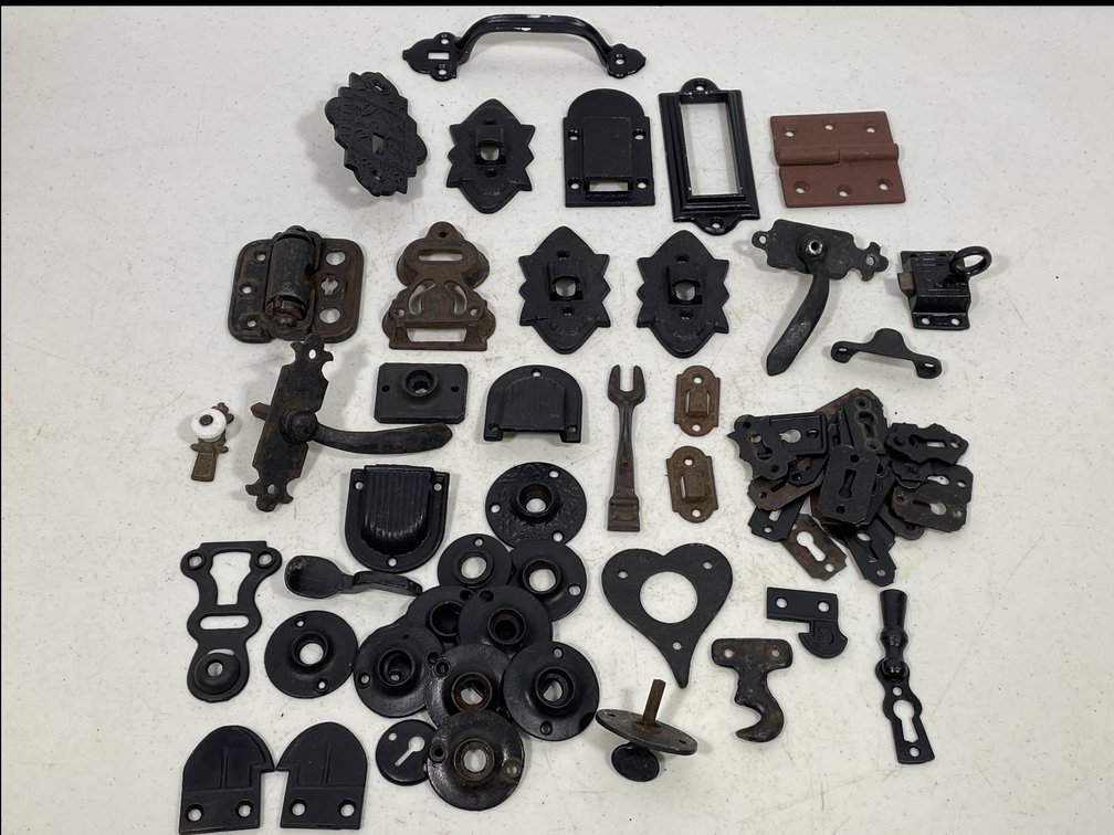 Antique Cast Iron Door Hardware- Hinges, Latches, Clevises, Handles, More