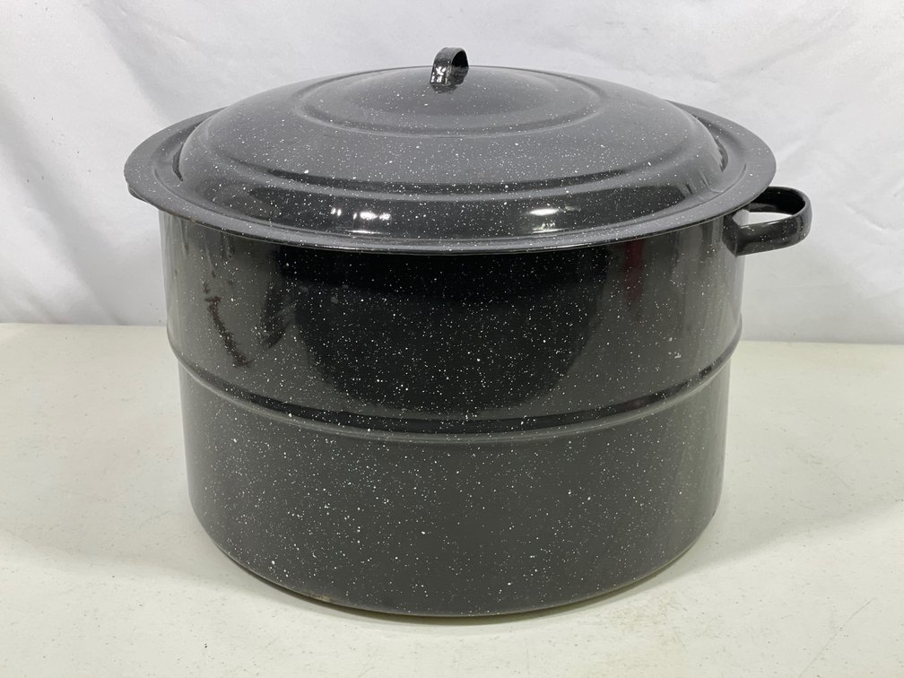 Black Enamelware Canner with Wire Insert, Jar Lifter and Jar Funnel
